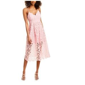 ASTR The Label Lace A-Line Midi Dress in Pink Size Large